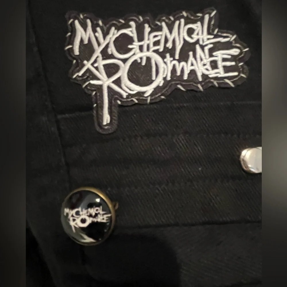 CUSTOM Skull & Rose Upcycled Rage Tripp NYC Buckle Coat MyChemRo Edition Sz S - Picture 12 of 16